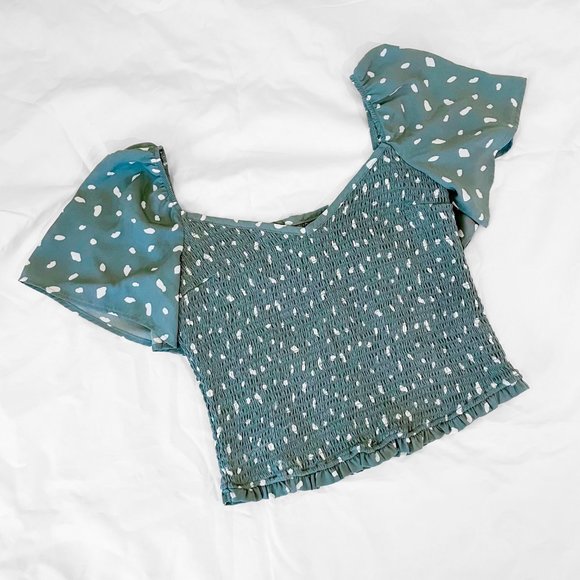 Abercrombie & Fitch Smocked Polka Dot Top - NWT - Picture 1 of 4